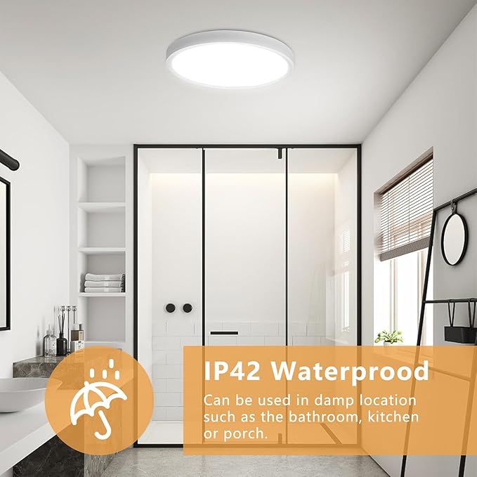 6PK 15.8 Inch Led Ceiling Light Flush Mount, 34W, 3060LM, 3000K/4000K/6000K CCT Selectable Super Slim LED Ceiling Light, Close to Ceiling Round Flat Panel Light for Hallway, Bedroom,Kitchen ect