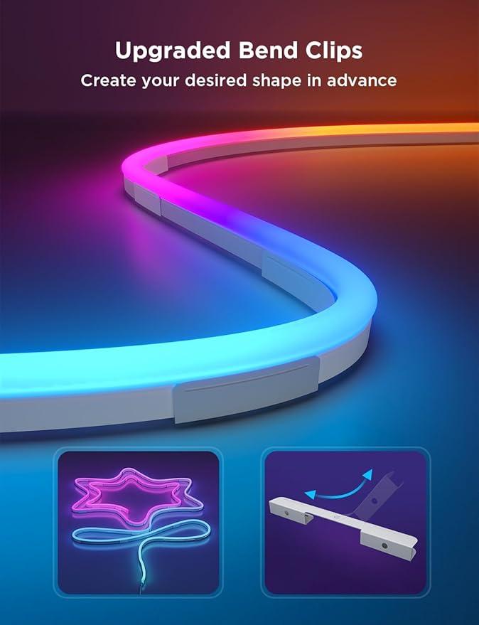 Govee RGBIC Neon Rope Light Plastic and Metal Mounting Brackets for Neon Lights 2 H61D3 & H61D5 & H61D6, RGBIC Rope Light Clips, WiFi Neon Lights Holders 20pcs, (Not Support H61A0 & H61A2), White