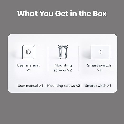 WiFi Energy Monitoring Smart Light Switch,Single Pole 1-Button,Neutral Wire Required,2.4GHz,Compatible with Alexa,Tuya/Smart Life App,Single-Gang,Aluminum Frame 2.5D Glass Panel,White