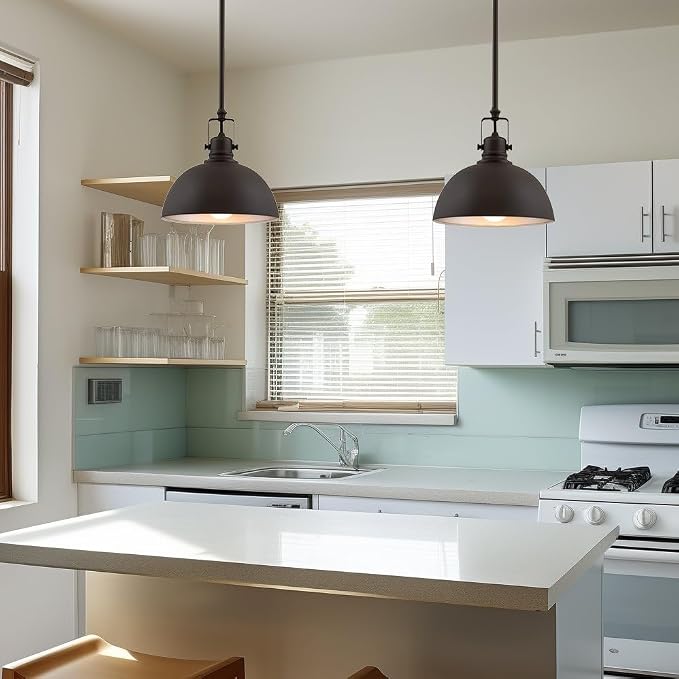 Kira Home Belle 9" Modern Industrial Mini Pendant Light for Kitchen Island | Classic Dome Metal Shade, Retro Mid-century Profile Design, Classic Oil Rubbed Bronze Finish Ceiling Hanging Fixture
