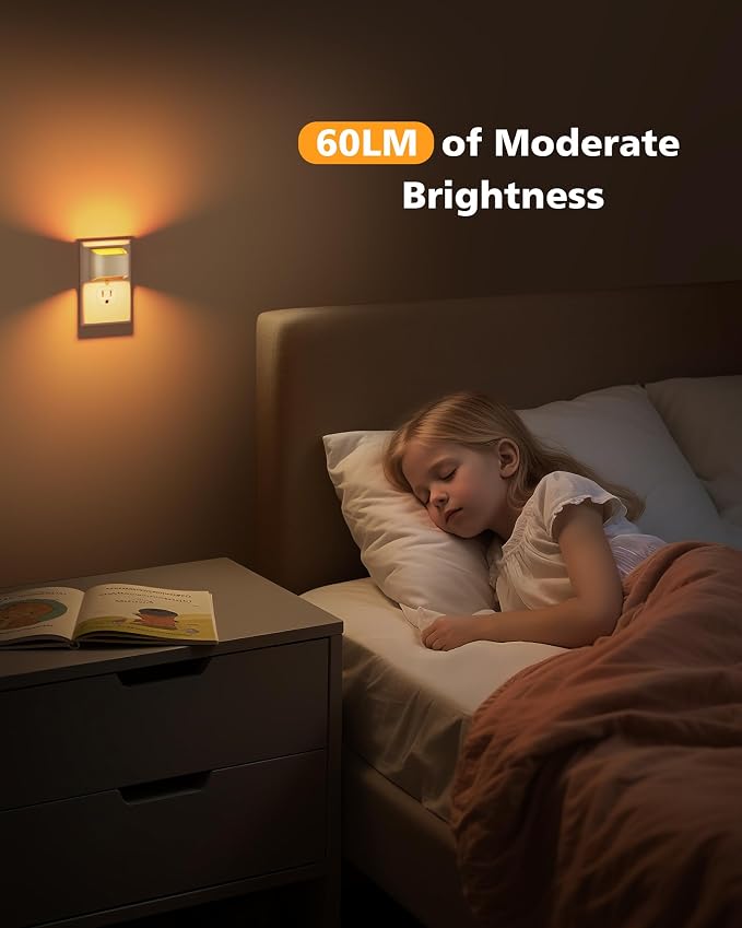 VOLISUN Amber Night Light, 4 Pack Up and Down LED Night Light with Dusk to Dawn Light Sensor, 1800K Night Lights Plug into Wall for Hallway, Bedroom, Bathroom, Kitchen White