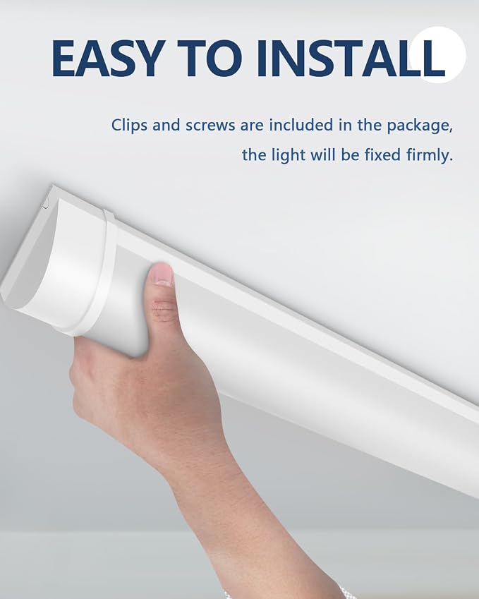 Sararoom 4ft LED Shop Fixture 40W Tube, 4800lm, 4000K Neutral White, 120cm 47.2inch Garage Closet Ceiling Light for Office Home Basement, No Plug, No Ground Wire