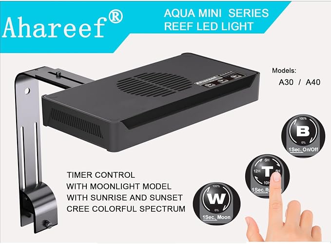 Aquarium Light 35W Reef Light for Coral SPS LPS Saltwater Light | Dimmable for SPS/LPS Corals,Sunrise, Sunset, Moonlight Modes, Ideal for 10-24in Nano Saltwater Reef Tanks Up To 40 Gallons
