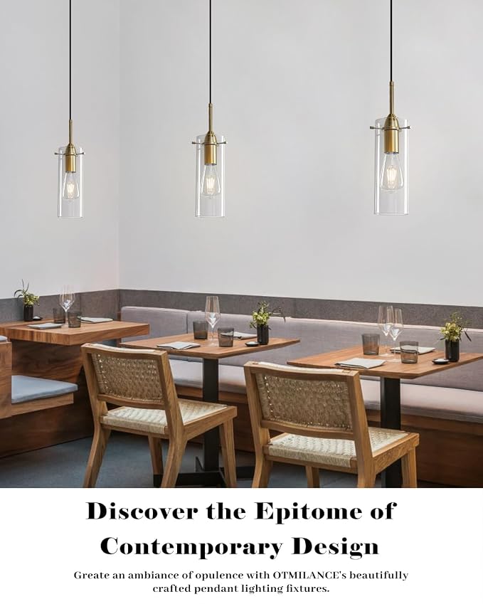 Gold Pendant Lights Kitchen Island 3 Packs, Blown Glass Pendant Light, Modern Glass Kitchen Pendant Light, Hanging Pendant Lights, Island Pendant Lights for Kitchen, Dining Living Bathroom