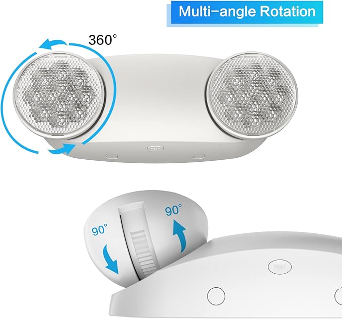 4 Pack Emergency Light, Emergency Lights for Business, LED Emergency Lights with Battery Backup, 2 Bug Eye Heads Adjustable Commercial Emergency Lighting Fixtures, UL 924 Certified