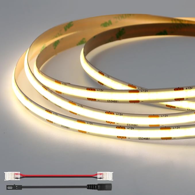 VST 16.4ft COB LED Strip Lights Natural White 4000K, 12V Dimmable LED Tape Light, 48w, 2400 LEDs, Ra 93+, IP30, Lighting for Kitchen, Cabinets, UL Listed (Power Source Not Included)