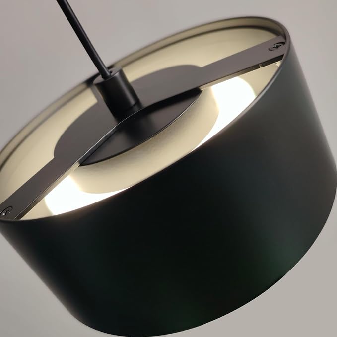 LED Black Mini Pendant Light Adjustable for Kitchen Island | Industrial Black Mini Pendant Light with Built-in LED, Adjustable Cord 78.74" for Kitchen Island Dining Room Bedroom Bathroom