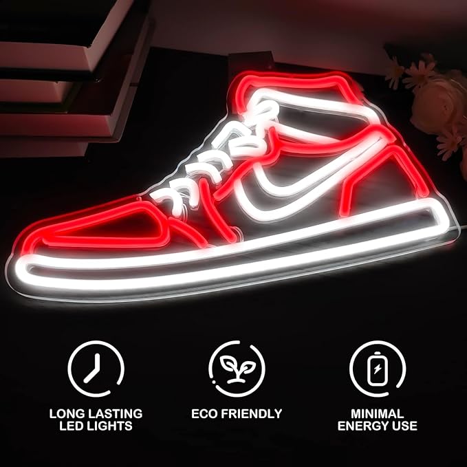 Sneaker Neon Signs for Wall Decor Dimmable Shoe LED Signs Neon Lights for Bedroom Man Cave Home Neon Wall Sign Shoe Light up Signs Decor