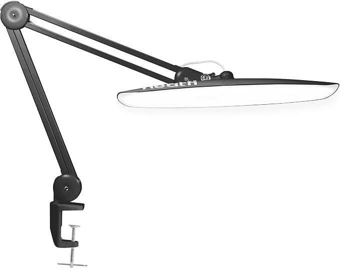 Neatfi XL 2200 Lumens 24W LED Desk Lamp – Shadow-Free Task Lighting | 4-Level Dimming | Home Office & Crafts Use | 20-Inch Wide Head (Space Gray, Non-CCT with Clamp)