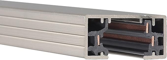 WAC Lighting H Track 6FT Single Circuit Field Cuttable 120V Track for H Style 3-Wire Track Fixtures with 2 Endcaps in Brushed Nickel