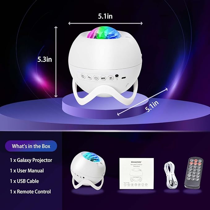 Galaxy Projector for Bedroom, Star Projector, White Noise with Bluetooth Speaker, Timer, Night Light,for Party, Living Room Decoration