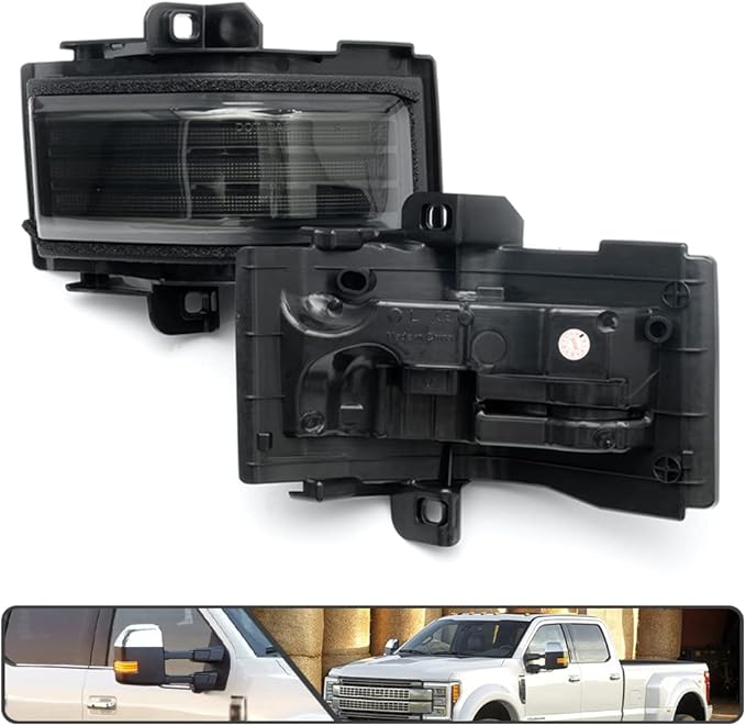 2Pcs Sequential LED Side Mirror Marker Light for Ford F150 2015-2023, F250 F350 F450 F550 Super Duty 2017-2023 Amber Dynamic Blinker Indicator Turn Signal Light White Driving/Running Light Smoke Lens