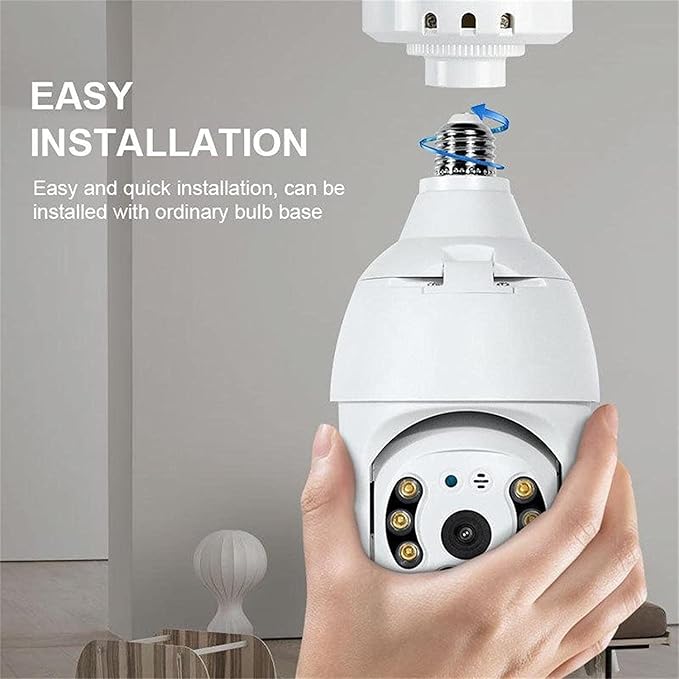 2Pcs Light Bulb Security Camera 2.4GHz & 5G WiFi Outdoor, 1080P E27 Light Socket Security Camera, Indoor 360° Home Security Cameras, Full Color Day and Night, Smart Motion Detection (2PCS, Support 5G)