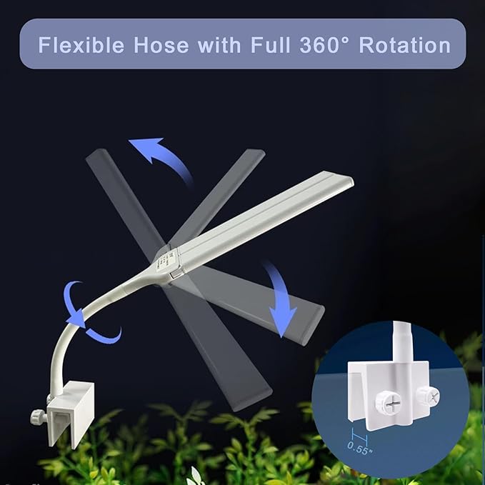 Led Aquarium Light Clip on Fish Tank Light Full Spectrum Plants Lights with Timer Auto On Off, 3 Colors Mode, 360° Adjustable 2 Light Bar, Aquarium Lamp Suitable for 20-40 Gal Fish Tank