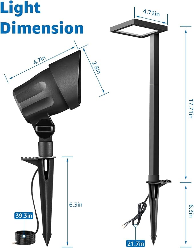 SUNVIE All-in-ONE Landscape Lighting Kit 6-Pack Anti-glare LED Pathway Lights, 2-Pack Spotlights, 60W Transformer, 100FT 16/2 AWG Wire and Connectors Outdoor Landscape Lighting for Walkway Garden Yard