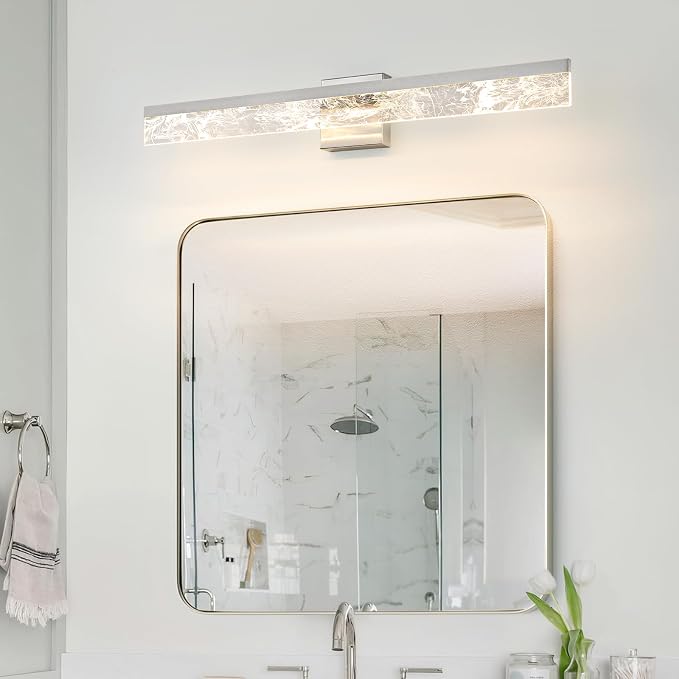 AIJIASI Bathroom Light Fixtures Over Mirror, 32 Inch Brushed Nickel Vanity Lights for Bathroom, 24W Dimmable LED Modern Vanity Lighting Fixtures for Living Room Paintings 3000K