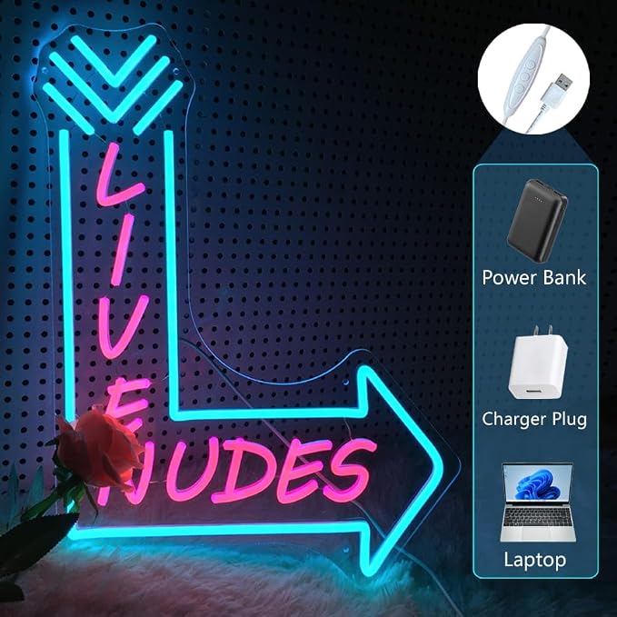 Large Live Neon Sign, LED Signs for Man Cave Wall Decor (20X15in) | USB Powered LED Neon Lights Signs with Dimmer for Bar Office Hotel Pub Cafe Recreation Room Sign