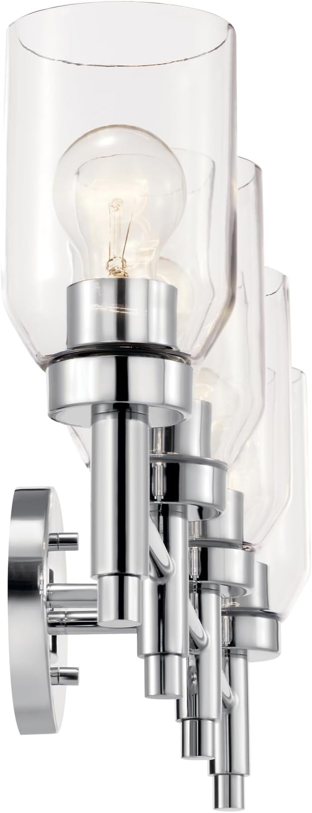 Kichler Madden 4-Light Bathroom Vanity Light, Chrome | Modern vanity light with clear glass for single or double bathroom mirrors (34" x 10.5"), 55186CH