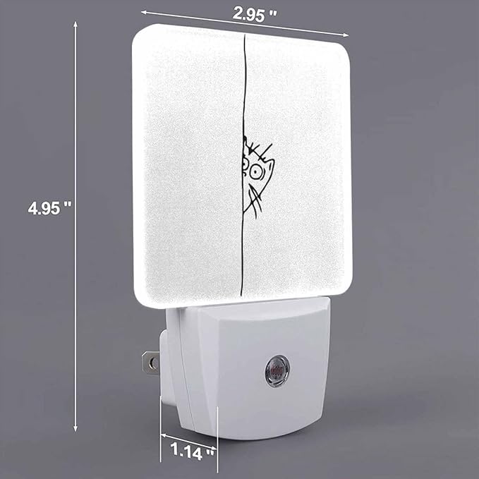 LED Night Light,Cat Peeking Out From Around The Corner LED Night Light Plug into Wall with Dusk to Dawn Light Sensor White Energy Efficient Nightlight for Bedroom Bathroom Hallway Living Room Kitchen
