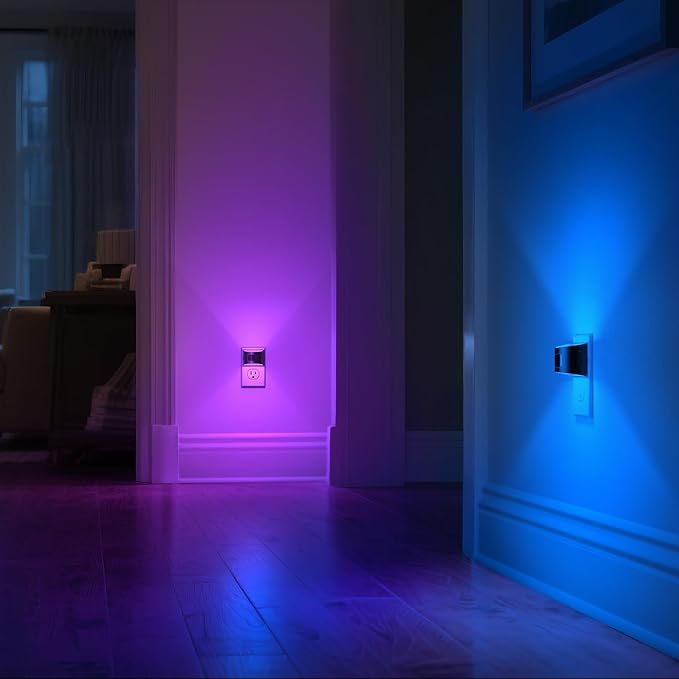 Motion Sensor Night Light, Night Lights Plug into Wall, RGB | 8-Color RGB Night Light, Motion Sensor, Dusk to Dawn, for Bedroom, Bathroom, Hallway, 2 Packs