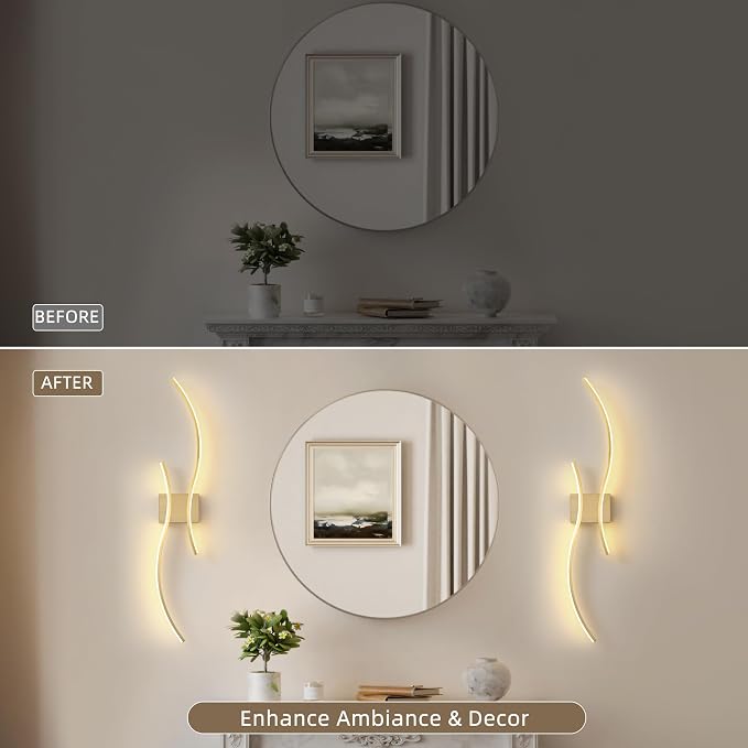 Battery Operated Wall Sconce Set of 2, Dimmable Modern LED Rechargeable Wall Light with Remote Control, Wall Decor for Living Room, Hallway, Quick Install, No Electrician Required