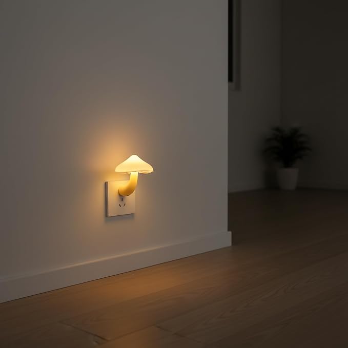 LED Mushroom Night Light Plug in Lamp, Light Sensor Night Lights Plug into Wall, Dusk to Dawn Sensor Night Light for Adults Kids Room Bedroom Bathroom Hallway Kitchen (3, Warm White)