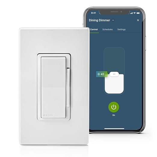 Leviton Decora Smart Dimmer Switch, Wi-Fi, Works with Matter, My Leviton, Alexa, Google Assistant, Apple Home/Siri & Wired or Wire-Free 3-Way, Neutral Wire Required, D36HD-1RW, White