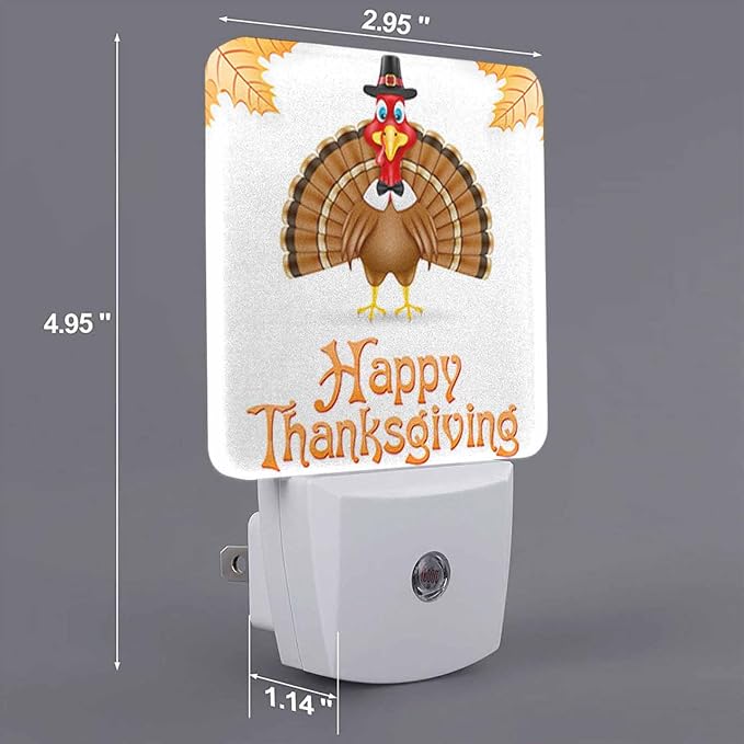 LED Night Light Plug into Wall with Dusk to Dawn Light Sensor White Energy Efficient Thanksgiving Turkey Bird White Nightlight for Bedroom Bathroom Hallway Living Room Kitchen