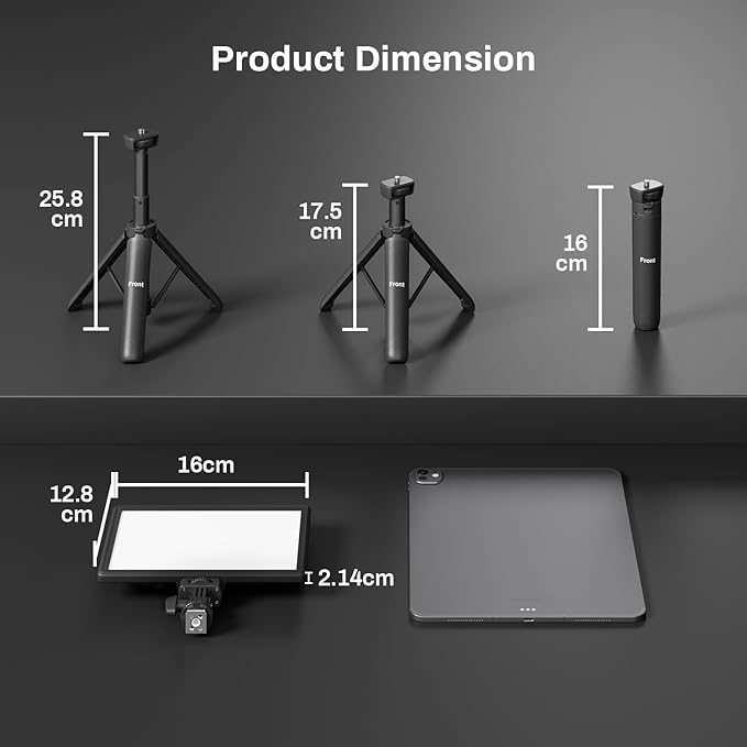 RALENO LED Video Light Panel, 2500K-6500K Camera Light for Video Conference Recording with 4000mAh Battery Type-C USB Ports, CRI>95 Photo Lights for Outdoor Photography Live Streaming Zoom Call