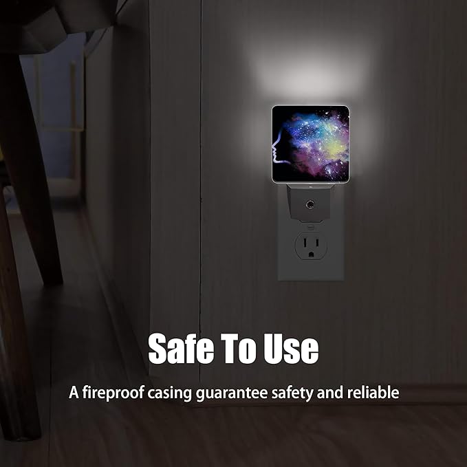 Abstract Girl Night Light, Starry Sky Night Lights Plug into Wall Decor for Bedroom, Bathroom, Hallway, Kitchen, Dusk to Dawn Sensor Nightlights for Girls Women Room Gifts