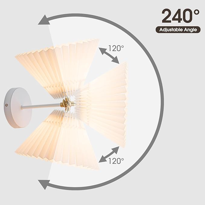 Wall Sconce Plug in, Plug in Wall Light Set of 2 Fixtures,Wall Lamp with Plug in Cord and On/Off Switch, Adjustable Industrial Vintage E26 Wall Sconce， for Reading Bedroom Hallway Living Room