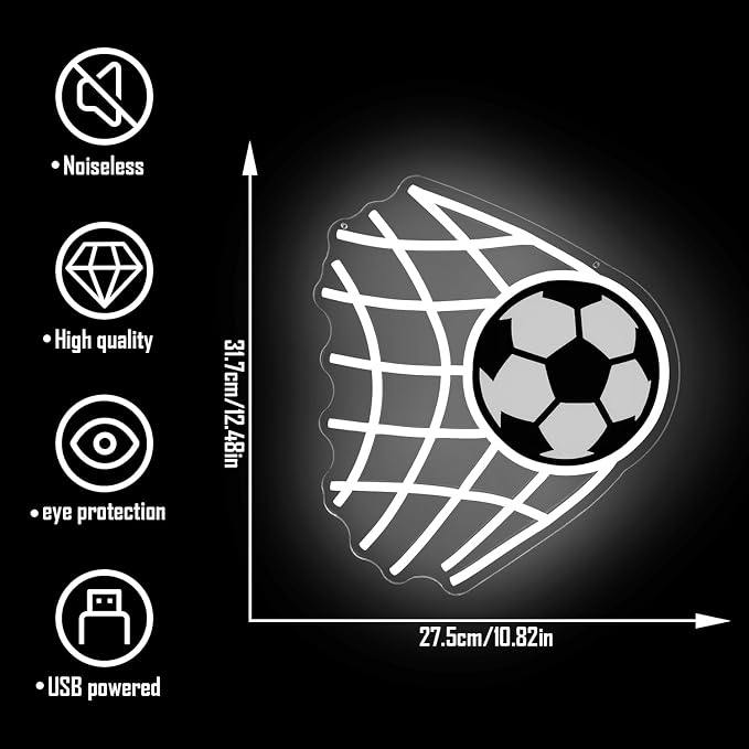 Soccer Goal Neon Sign for Wall Decor Soccer Led Sign World Cup Neon Light Dimmable 2026 Football Championship Light Up Signs for Football Theme Party Man Cave Game Room Bar Club Sports Gift for Fan