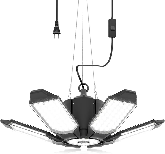 toberich Plug in Garage Light, 20000LM LED Shop Lights 6500K Bay Lighting | 200W Super Bright, Linkable, 9.84 FT Power Cord, Work Light for Garage Workshop Utility Room