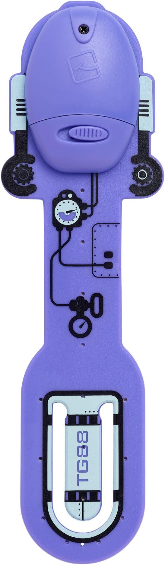 Gifts for Readers & Writers Book Light for Kids, Clip On Reading Light for Bed, 2in1 Flexilight Pals & Bookmark, Small & Lightweight with a Soft Glow, 2 Batteries Included, Robot Purple
