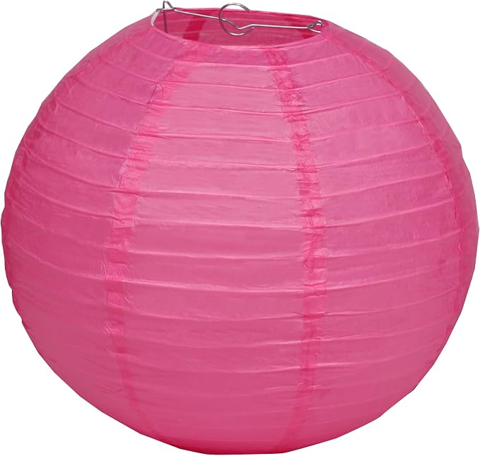 Pack Of 6 Round Paper Lanterns Lamp Wedding Birthday Party Decoration (Hot Pink, 18"/45CM)