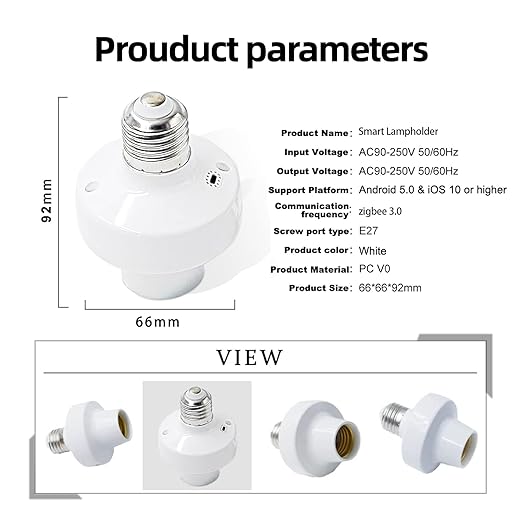 2 Pack Light Socket Adapter, Zigbee Protocol Remote Control，E26/E27 Bulb Adapter, APP Remote Control, Smart Lamp Socket Power Adapter