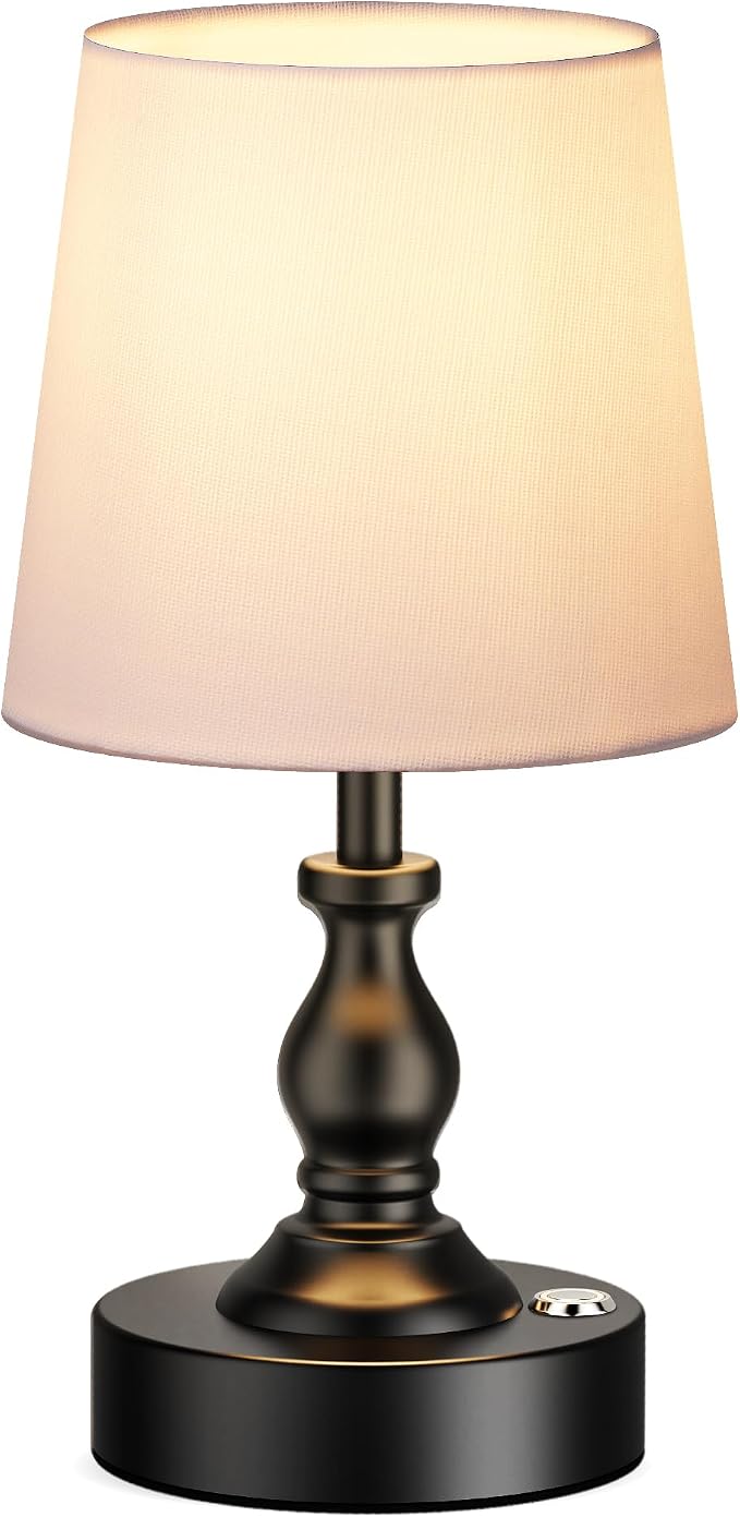 Mini Cordless LED Table Lamp, 5200mAh Rechargeable Battery Operated Lamp, 3-Level Brightness, Touch Dimmable Desk Lamp, Bedside Night Light for Patio Camping Restaurant Home, Matte Black