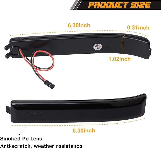 Sequential LED Side Mirror Reflector Lights Smoked Lens Compatible with Ford F150 2009 to 2014