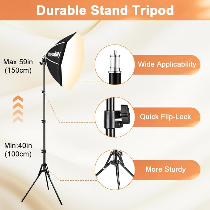 Octa Softbox Lighting Kit 2pack,Thoslatay 20in Soft Box Upgrade85W 2700-6400K 100V-240VLED Bulbs Professional Photography Light Kit,Photo Studio Lights for Photoshoot/Video Recording
