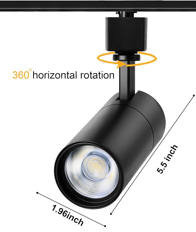 Black 20W Track Lighting Heads,2700K-6500K Stepless Dimming H Type LED Track Light Heads Dimmable Rail Ceiling Spotlight Fixtures Accent,CRI90+ 24° 1800LM,6 Pack (Black, 20W(6 Pack))