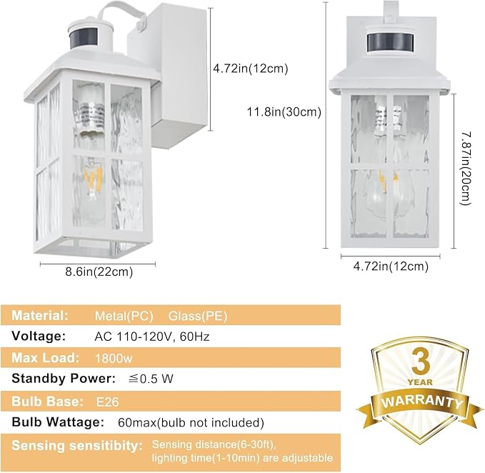Porch Light with GFCI Outlet with Remote | Dusk to Dawn Motion Sensor Outdoor Light, Upgraded 4 Lighting Modes Exterior Fixture Outside Lights for House Patio Garage