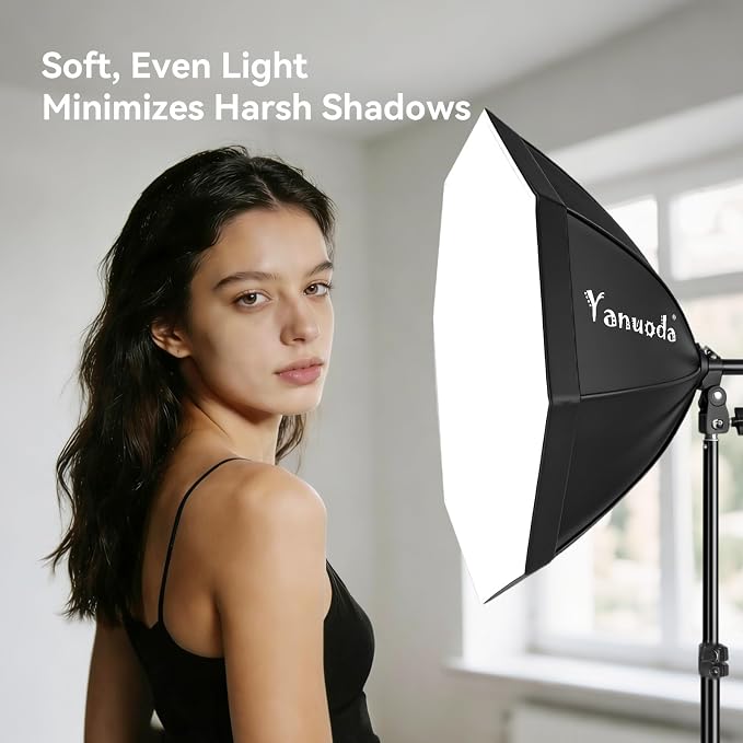 20" Octagonal Softbox Lighting Kit, 2 Pack Photography Light Remote | Octagonal Softbox Design, 2-Pack, CRI 97+ Color Accuracy, 95W 3000K-7500K Dimmable, Remote Control, 3-Min Tool-Free Setup