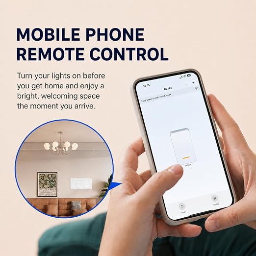 Smart Switch for Light 3 Gang, Neutral Wire Required, 2.4GHz Wi-Fi Switch Compatible with Alexa and Google Home, UL Certified