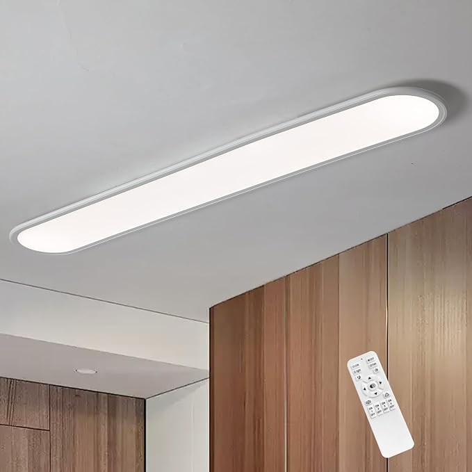 4FT LED Flush Mount Ceiling Light, 51W Dimmable Modern Linear Kitchen Ceiling Lamp, High Brightness Low Profile Long Ceiling Light Fixture for Shop Lighting Home Closet Laundry, White