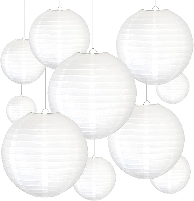 Novelty Place 6 inch White Paper Lanterns (Pack of 10) - Great Chinese/Japanese Home, Party & Wedding Decorations