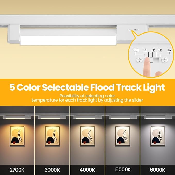 5 Color Linear H Track Lighting Heads Dimmable, White 25W 3 Pack | H Type Track Light Heads, LED Track Lighting Fixtures Ceiling Spotlight, H Style Track Heads for H Track Lighting Rails