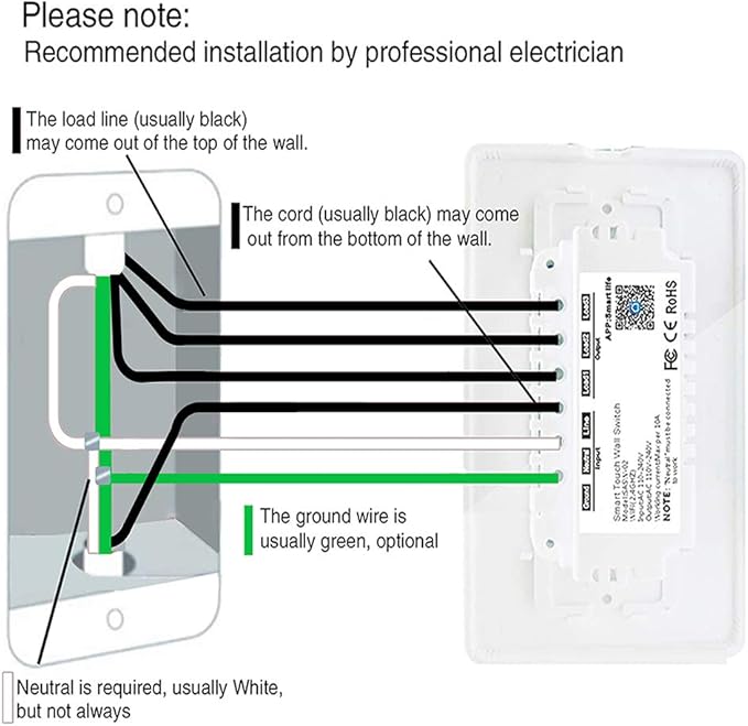 Smart Light Switch, Triple switches WiFi Smart Switch Button, Compatible with Alexa and Google Home, Remote Control with Timing Funtion, No Hub Required,Smart Life APP Provides Control from Anywhere