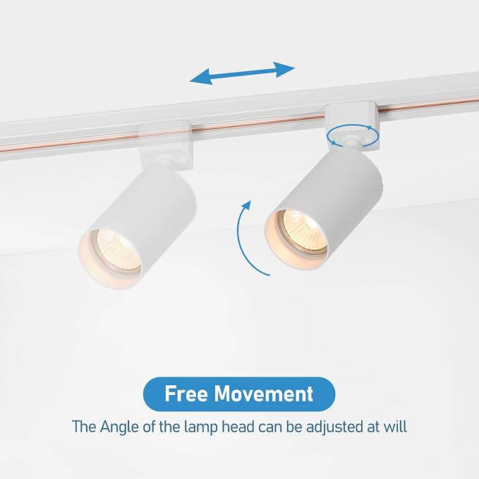 Plug in Track Lighting with Power Cord, 8 Light LED Track Lighting Kit with Connectable Rails, GU10 Kitchen Track Lighting Fixtures Wall Mounted Plug in Ceiling Light White - No Bulbs