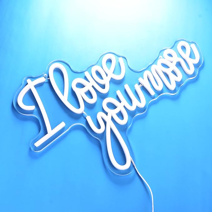 I Love You More Neon Signs Romantic Words LED Light Sweet Couple Signs Birthday Valentines Day for Her-Girlfriends or Wife Wedding Engagement Party Wall Decoration