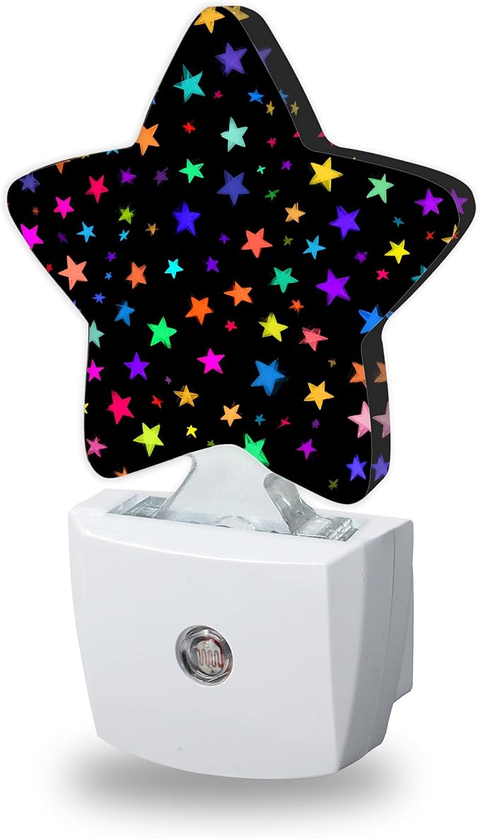 Night Light,Bright Neon Stars Night Lights Plug into Wall Colorful Decorations for Bedroom Bathroom,Dusk to Dawn Sensor Kitchen Hallway Stairs Energy Efficient Desk Lamp